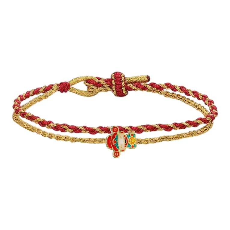 LOULANBOWUGUAN Fortune God Chinese Fashion Trend Cultural Creativity Design 999 Solid Gold Fixed Price Bracelets Unisex