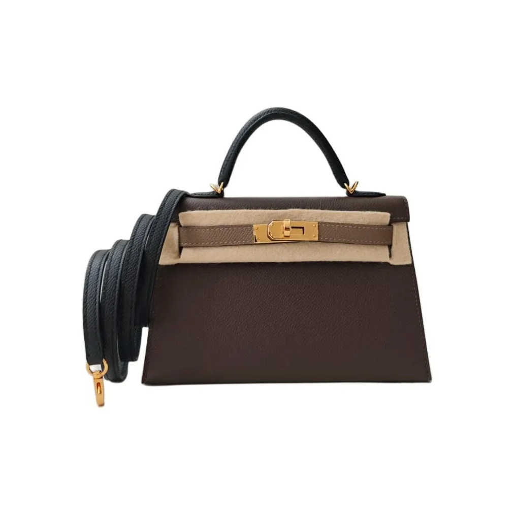 HERMÈS Mini Kelly II 4C Ecorce Epsom Leather Handbag Women's Brown