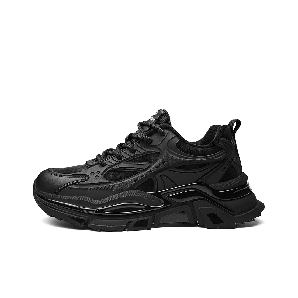 HANG TEN Противоскользящий Устойчивый к истиранию Рекомендуемая высота Регулируемая Термический Низкий Топ Кроссовки для бега Мужские Черные