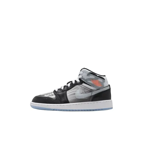 Jordan Air Jordan 1 Детские баскетбольные кроссовки MID Топ Черно-серый Kids