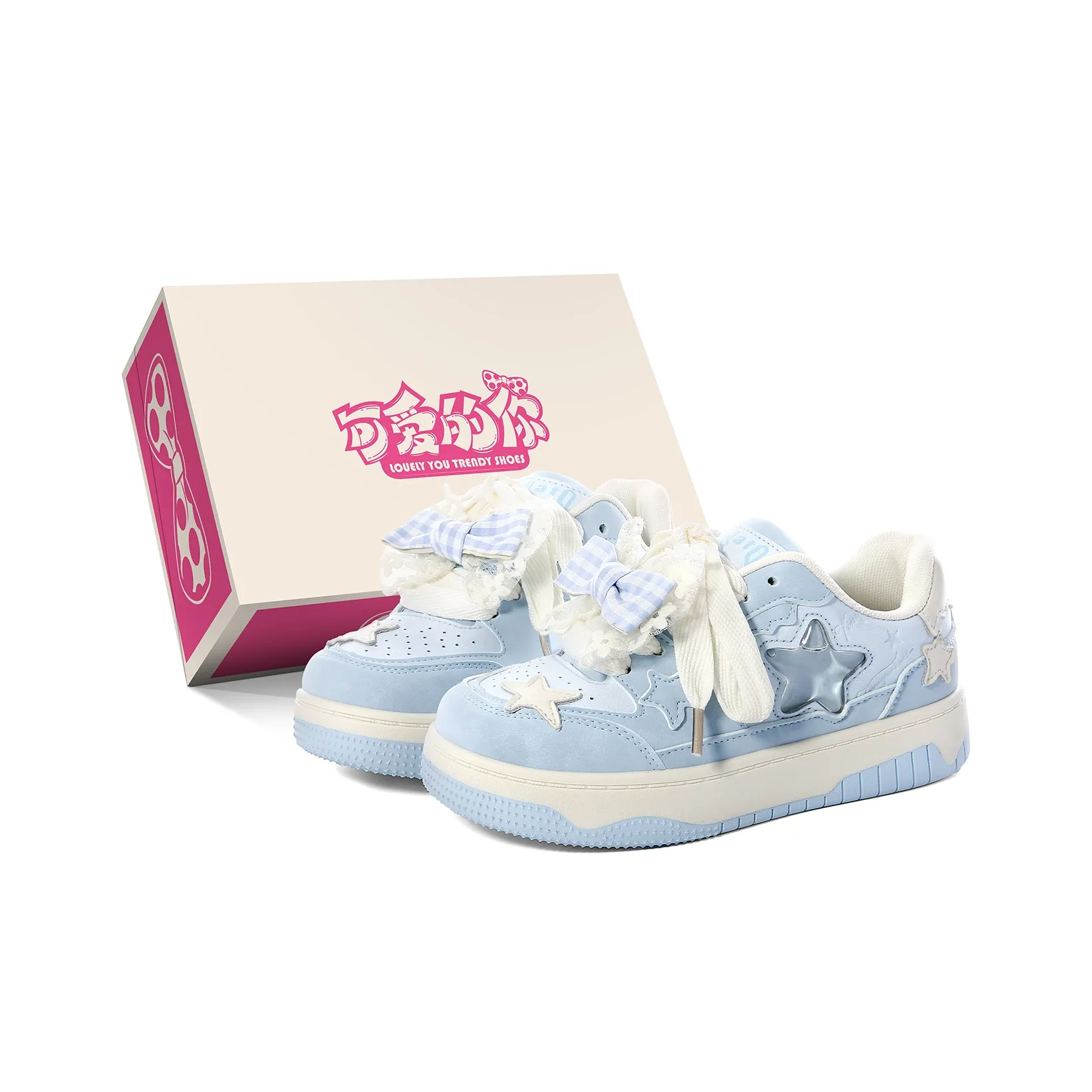 Lovely You Lightweight Anti-Slip Low-Top Skateboard Shoes Women's Light Blue
