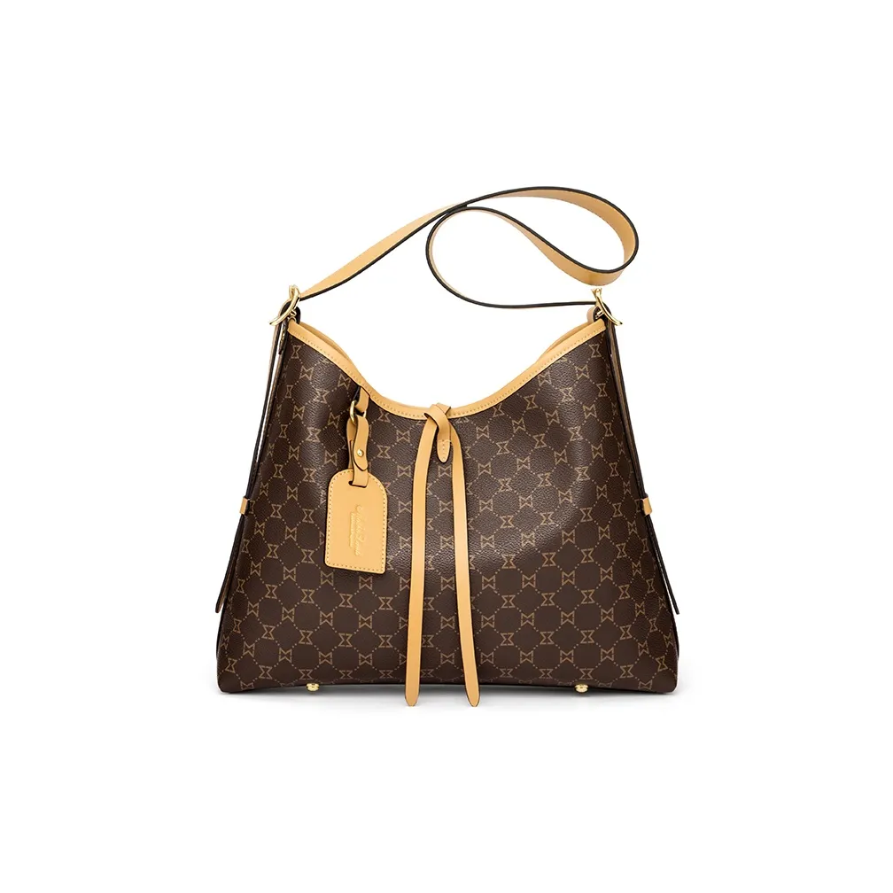 MashaLanti PVC Portable Crossbody Bag, Shoulder Bag, HOBO Tote, Tote Bag Women's Dark Brown & Apricot