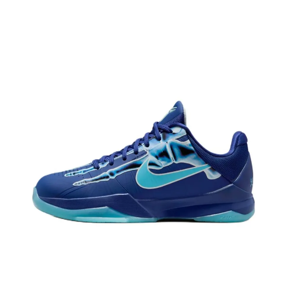 Nike Kobe 5 Anti Slip Wear Resistant Low Top Children
s Basketball Shoes Blue Teenagers