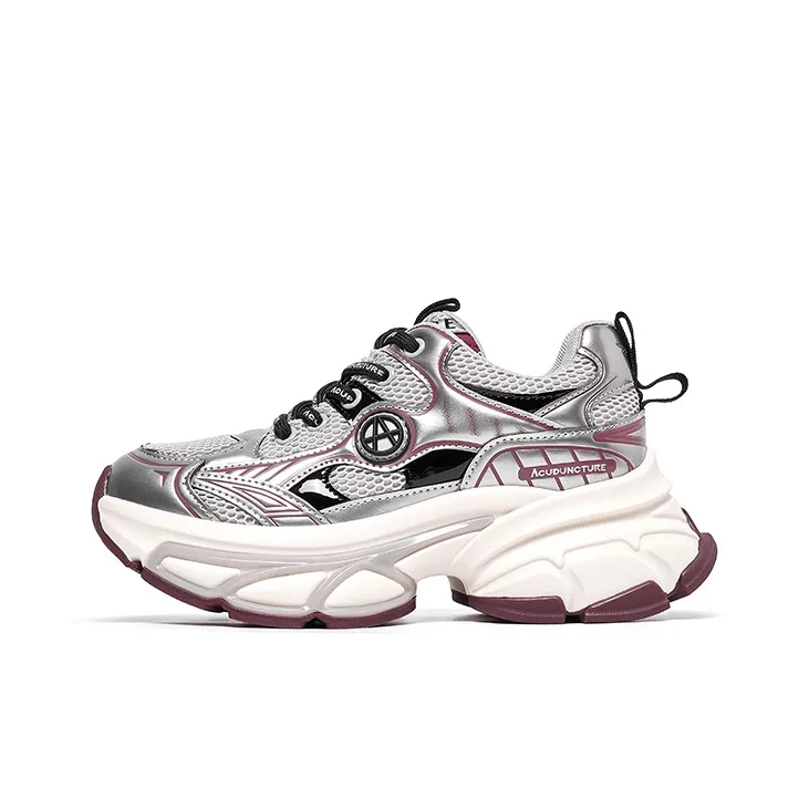 Acupuncture Cushioning Breathable Lightweight Height Increasing Low Top Chunky Sneakers Women's