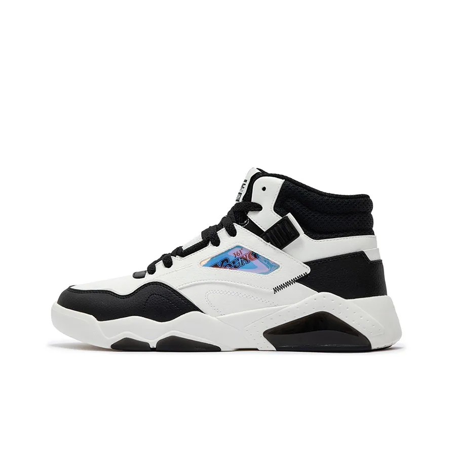 361° Xingran Thermal Slip Resistant And Abrasion Resistant Mid Top Skateboard Shoes Men's White Black