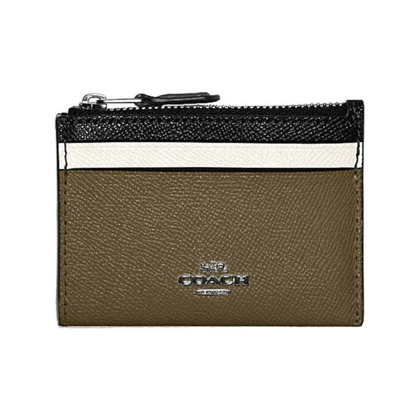 COACH Кожа Сумка для документов Картхолдер Мини Женский Оливково-зеленый