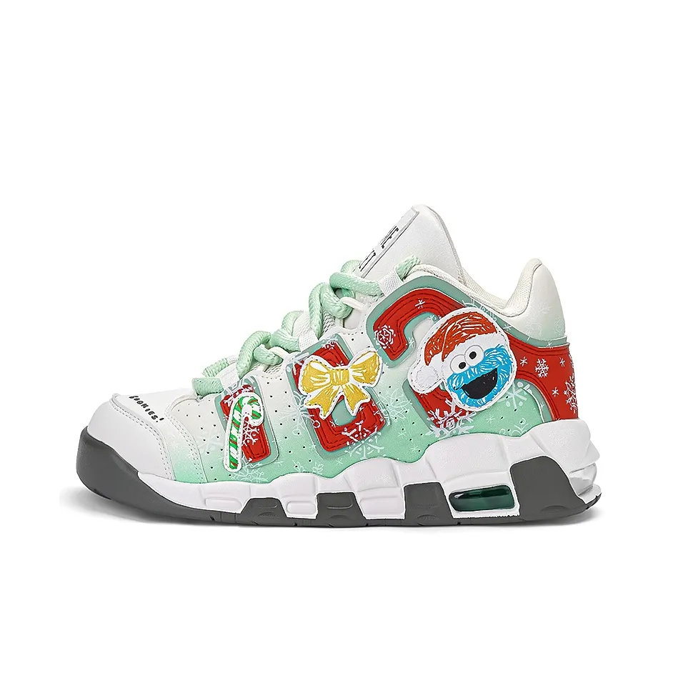 SESAME STREET Warm Cushioning Height Increasing Slip-Resistant Mid-Top Basketball Shoes Unisex The Gift Box Is Random