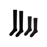 [2 팩] 스트레스 릴리프 오버 니 삭스 + 종아리 양말 블랙