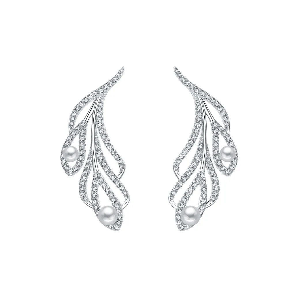 BABYBEI Shell Pearl Stud Earrings Women's
