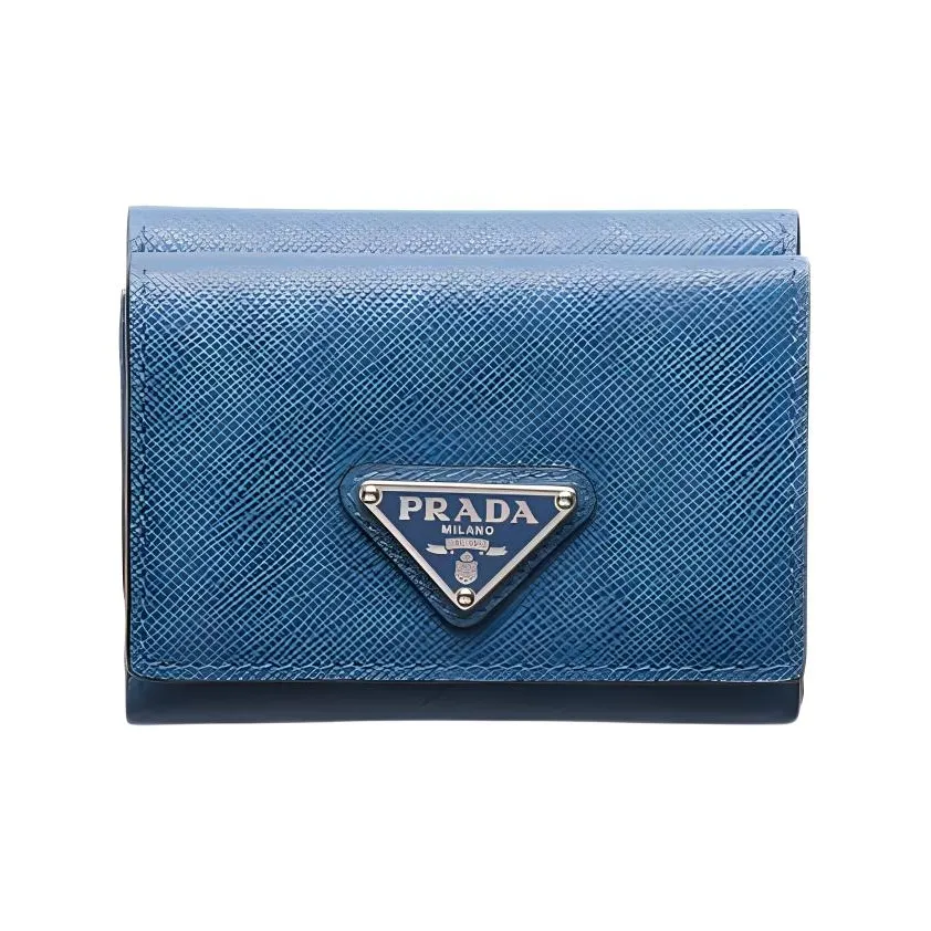PRADA Saffiano Leather Wallet Regular Men's Blue