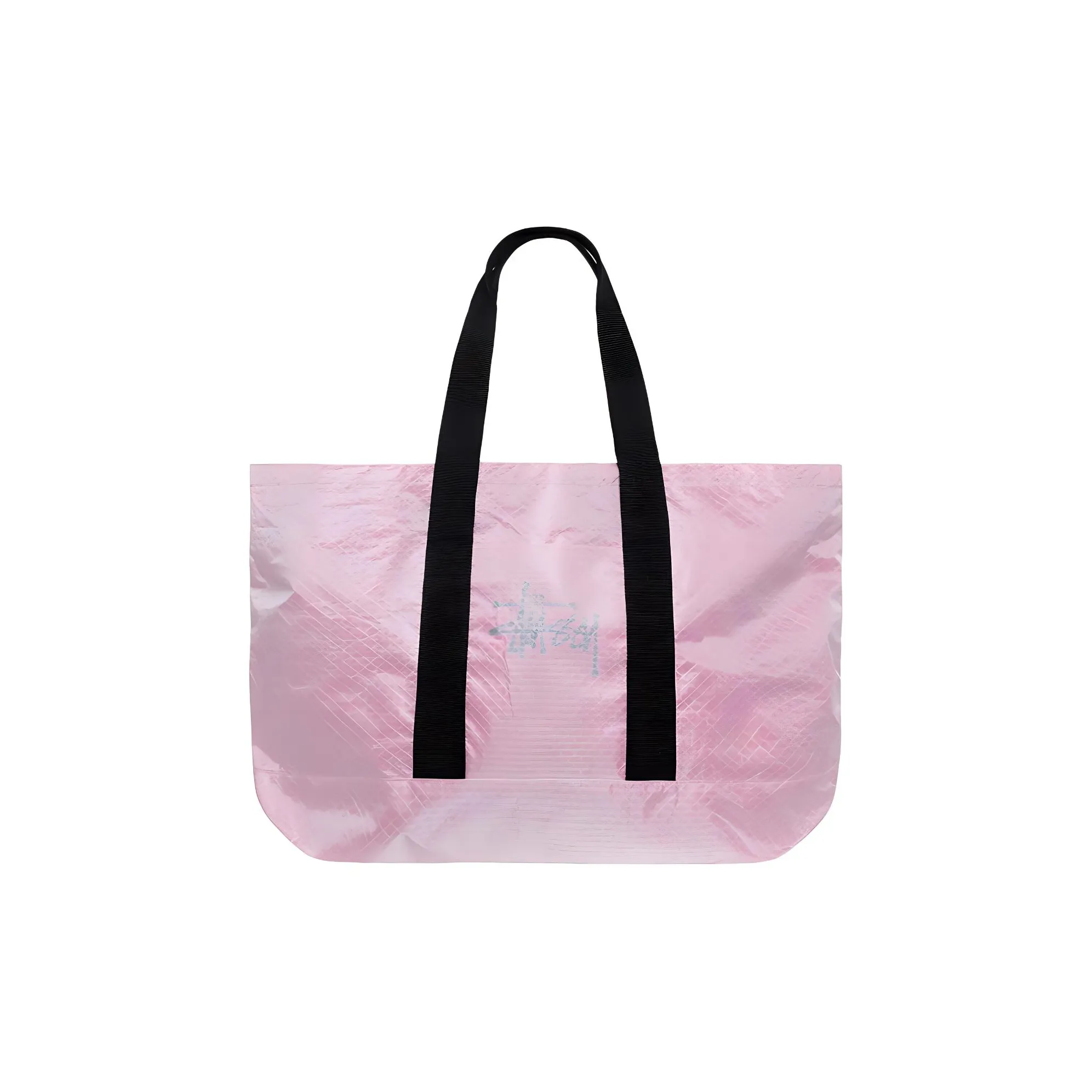 Stussy Переработанный Nautical Стиль Ткань с Нейлоном Одно Плечо Сумка Экстра-Большая Женская Ярко-Розовая