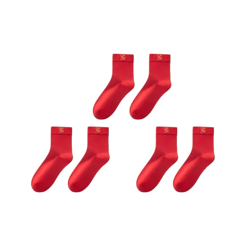 HLA Chinese Dragon Series Носки Crew Женские 3 пачки красный