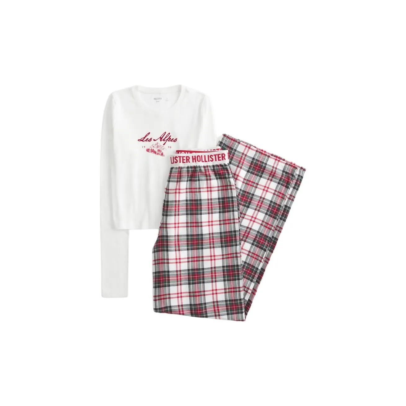 Hollister Одежда Наборы Экрю + Красная клетка Женские Пижамные Комплекты