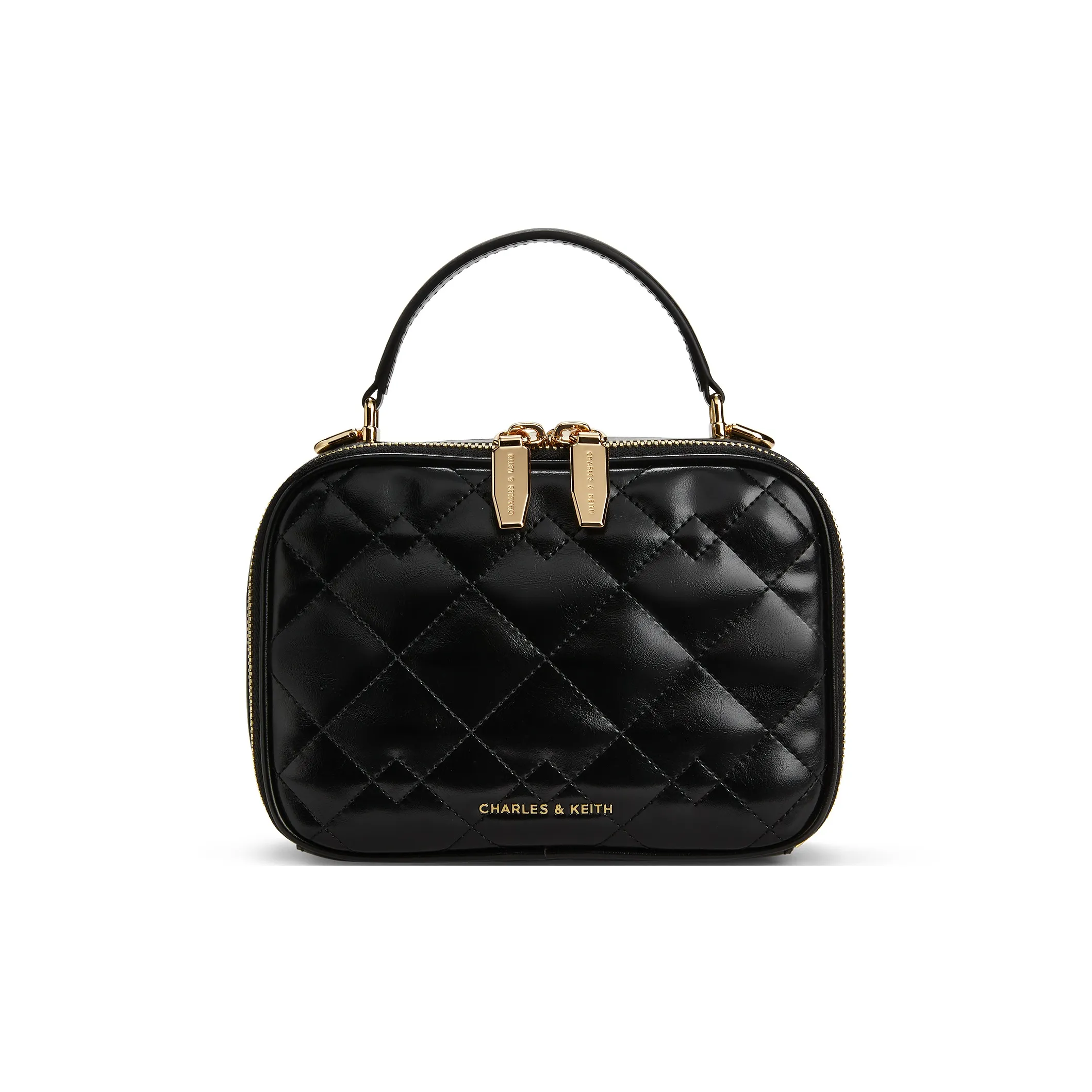 CHARLES&KEITH PU Polyurethane Camera Bag Handbag, Crossbody Bag Trumpets Women's Black/Milk White/Wine Red/Gray