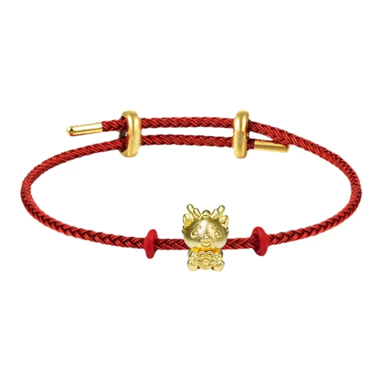 LOULANBOWUGUAN Chinese Fashion Trend  Cultural Creativity Design 999 Solid Gold Fixed Price Gold Bracelet Unisex