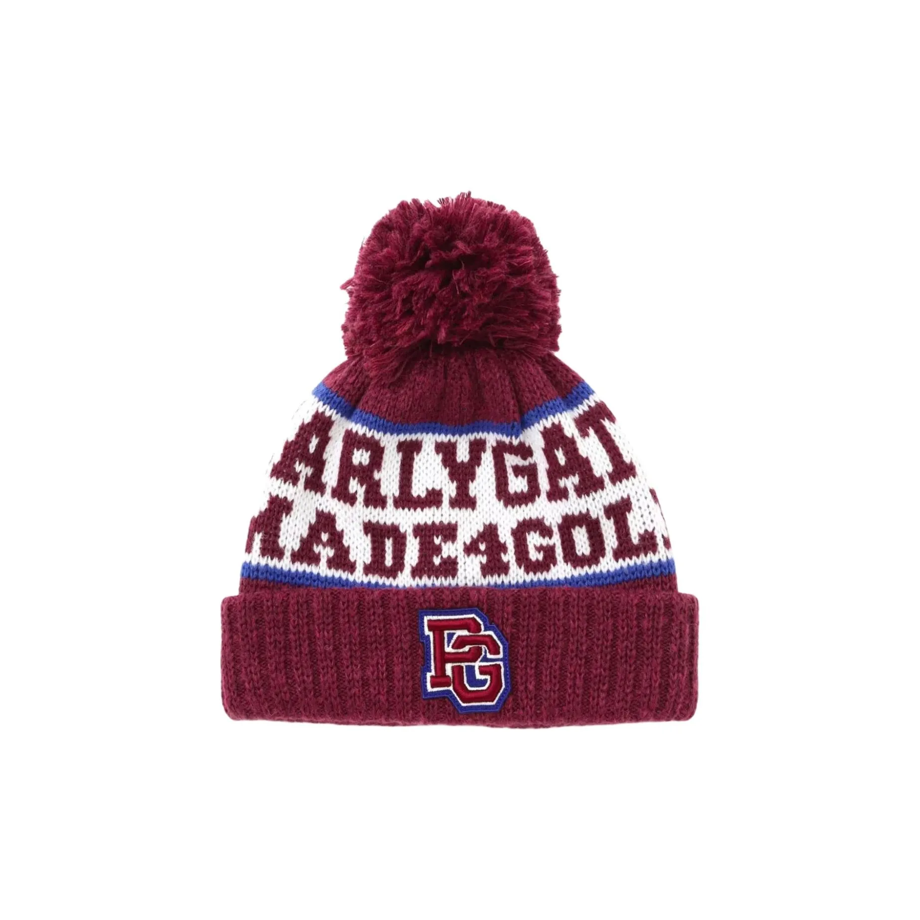 PEARLY GATES Pompom detail Intarsia knit Beanie