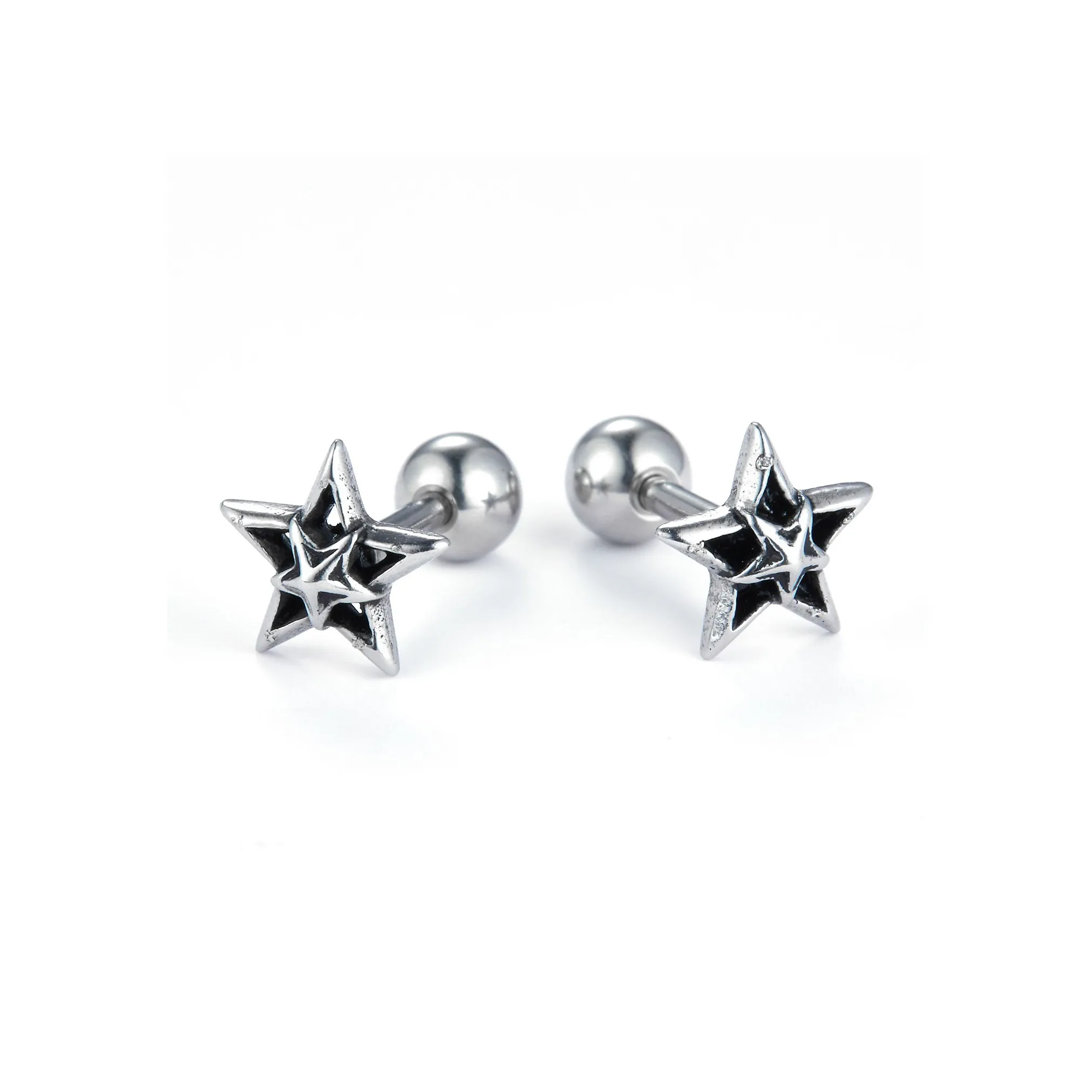 DH7 Stainless Steel Stud Earrings Unisex Black