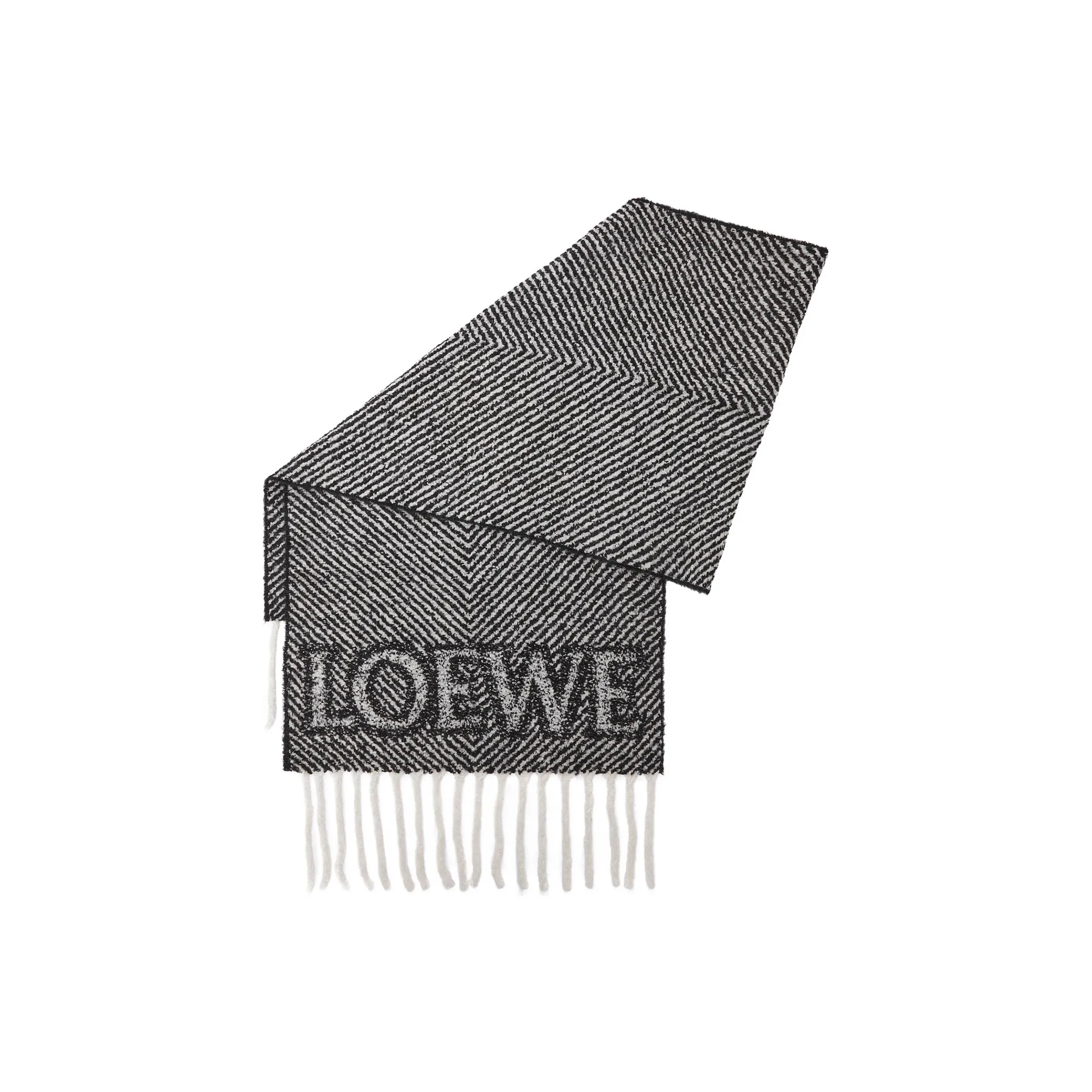 LOEWE Wool Knit Scarves Unisex Black