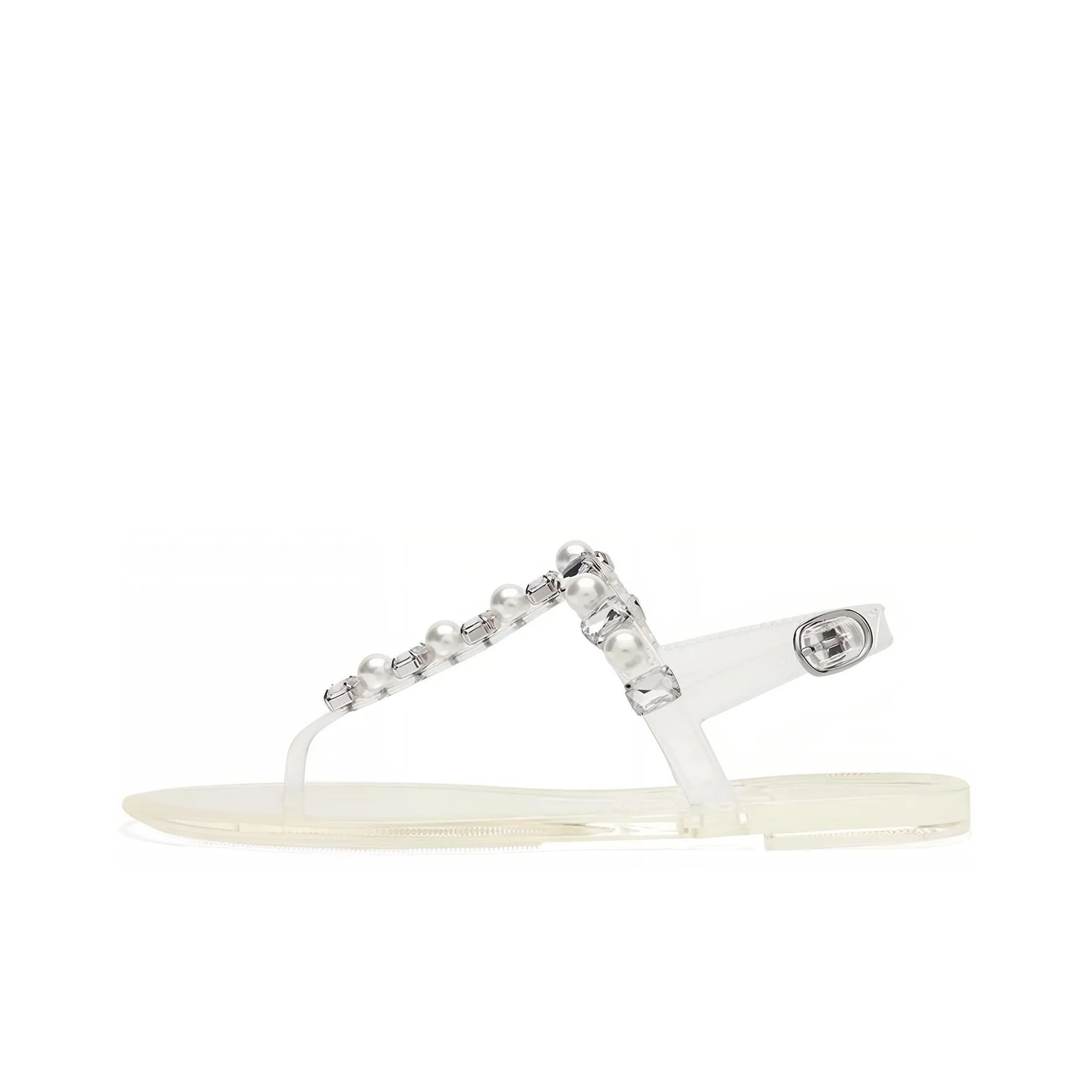 Stuart Weitzman/SW Goldie Crystal Jelly Strap Sandals Women's Transparent