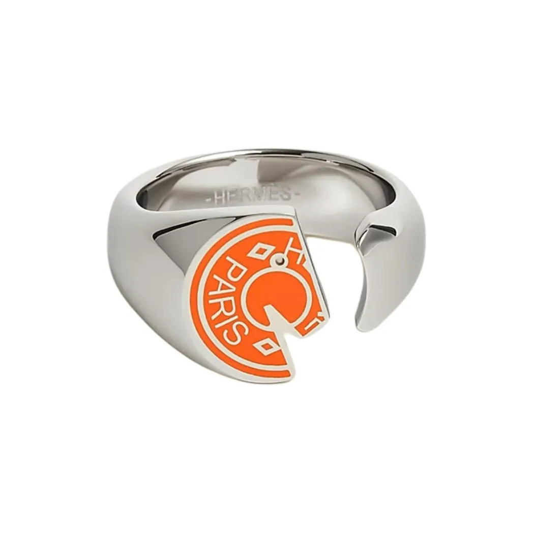 HERMES Stainless Steel Rings Unisex Orange