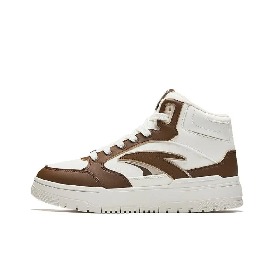 ANTA 982 Термостойкие Износостойкие Высокие Кроссовки для скейтбординга Мужские Коричневый Белый