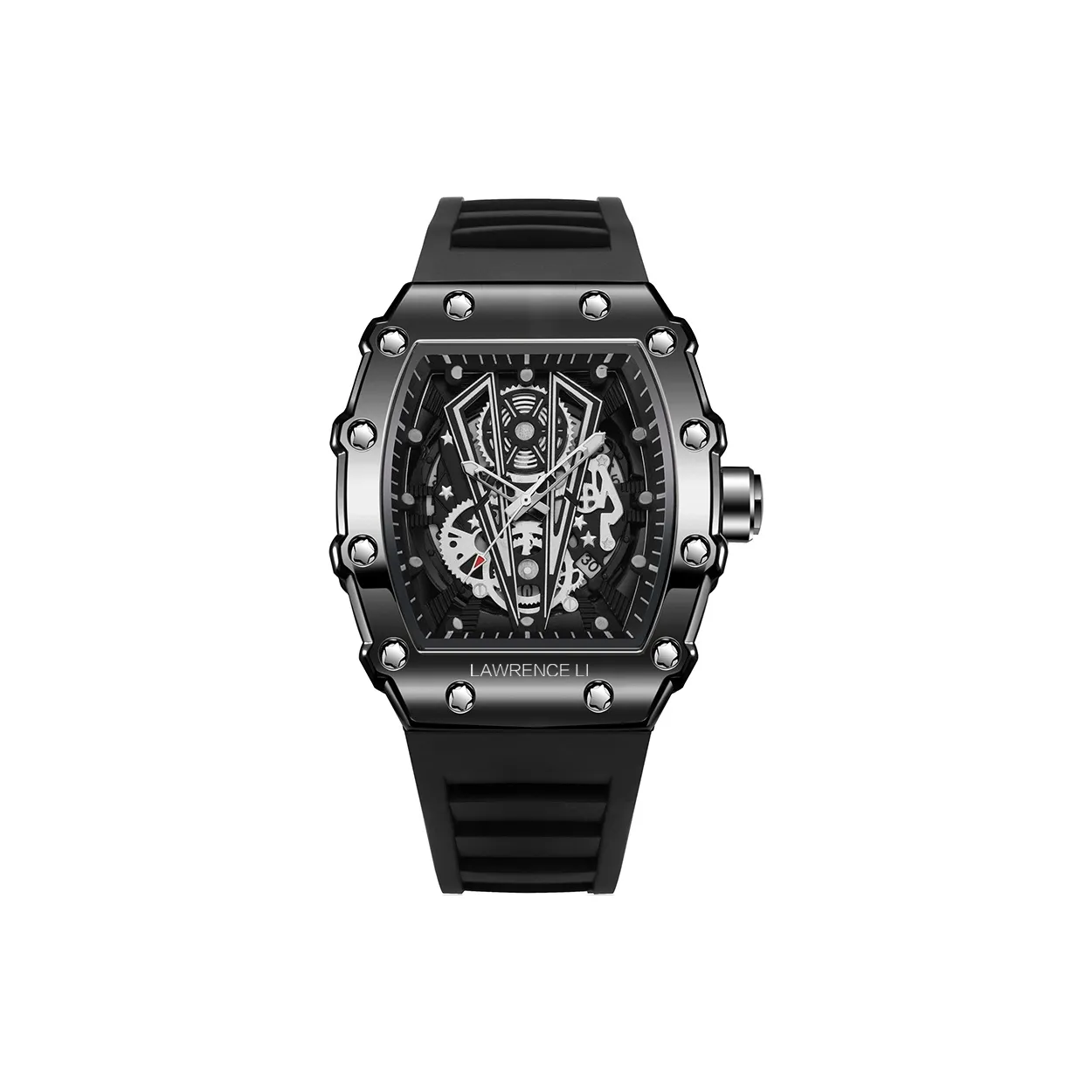 Lawrence Li Кварцевый механизм силиконовый ремешок унисекс черный циферблат