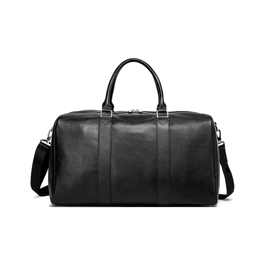 FAIRWHALE Top Grain Cow Leather Travel Bag Regular Men's Black