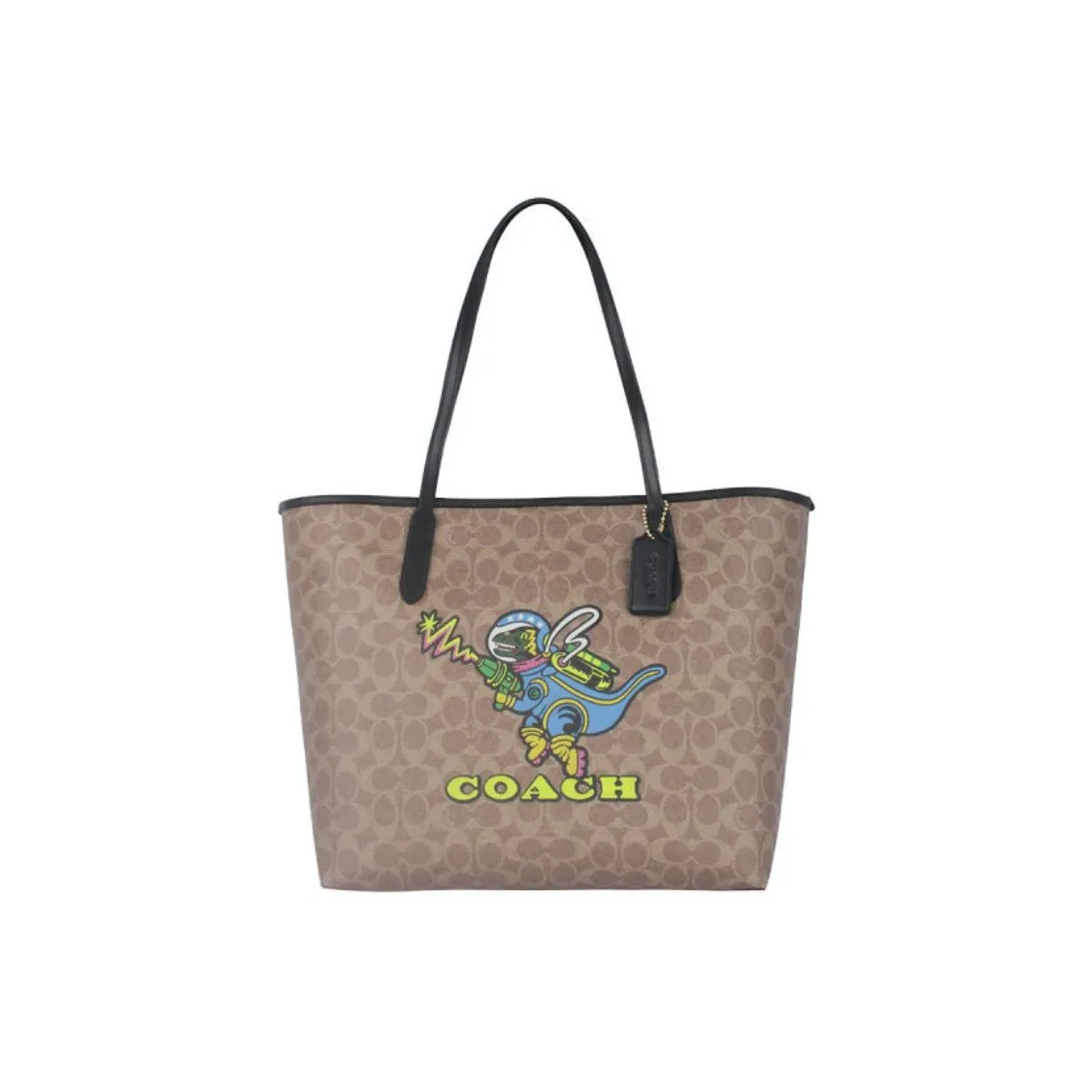 COACH PVC Тоут Сумка Сумка для покупок Сумка Женская Хаки Многоцветная