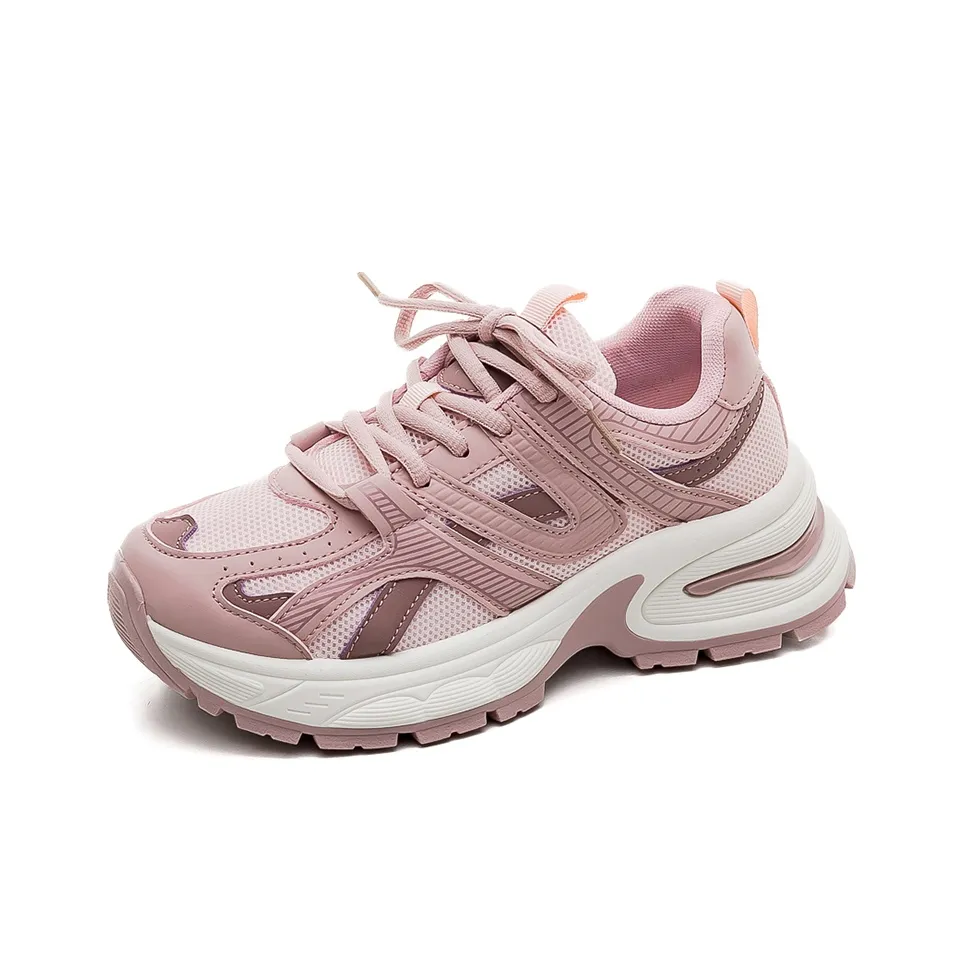 HUANQIU Устойчивый к истиранию Легкий Увеличивающий Высоту Низкий Топ Кроссовки с Толстой Подошвой Женские Розовые