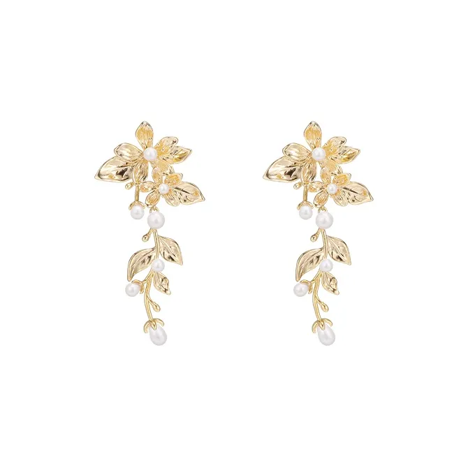 Серьги Peach Tea с высоким блеском и жемчугом женские