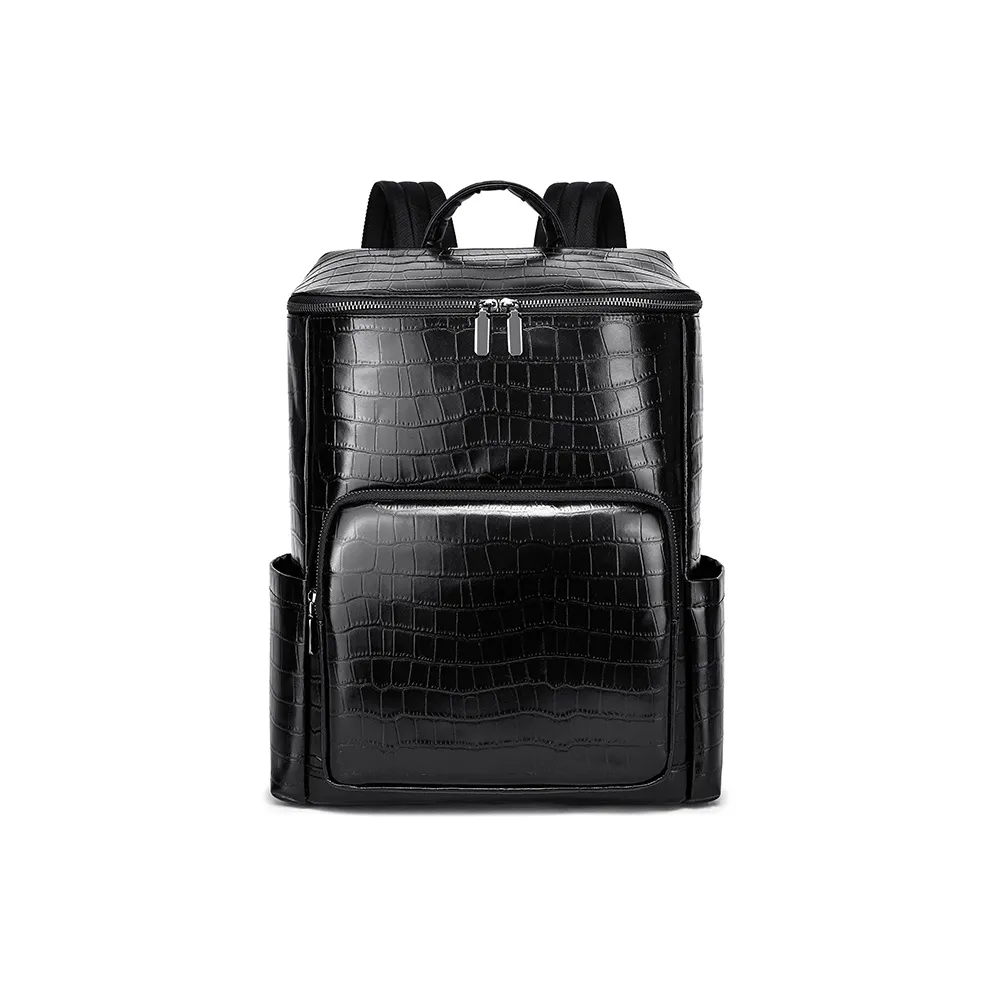 FAIRWHALE Рюкзак из крупнозернистой текстуры коровьей кожи большой мужской черный