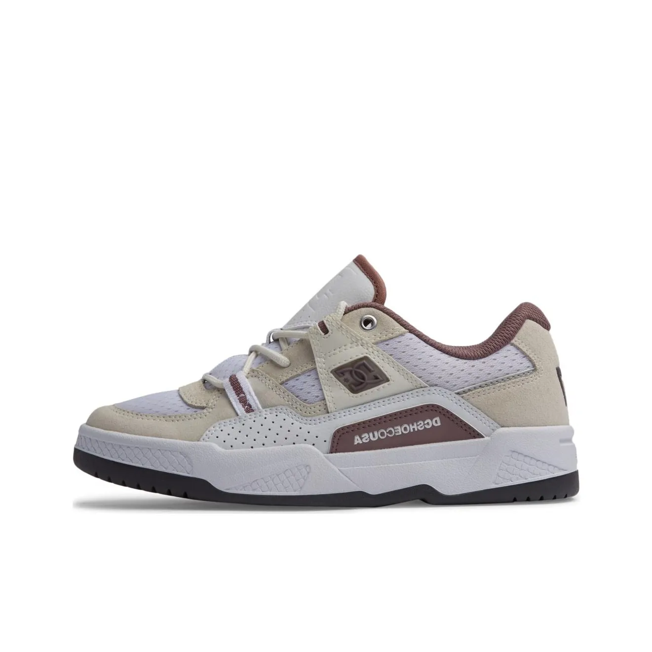 DC Shoes Construct Slip Resistant Abrasion Resistant Low top Skateboard Shoes Women's White Beige Brown