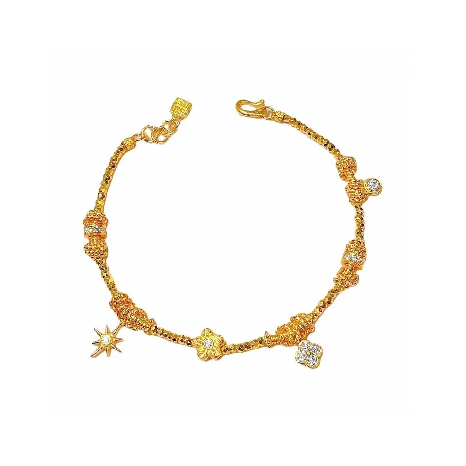 Ruinuo Sparkling Beads Fashion Luxury Niche Adjustable 999 Solid Gold Priced In Gram Bracelets Women's