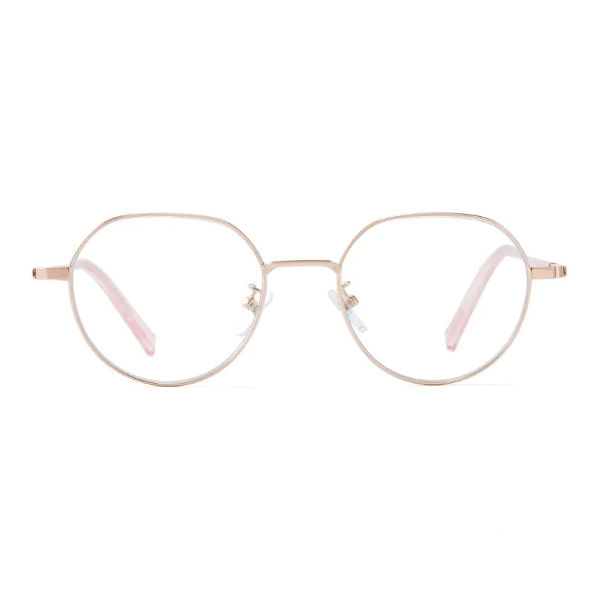 NIANQINGTAI Металл Круглый Монограмма Очки Женские Розовое Золото