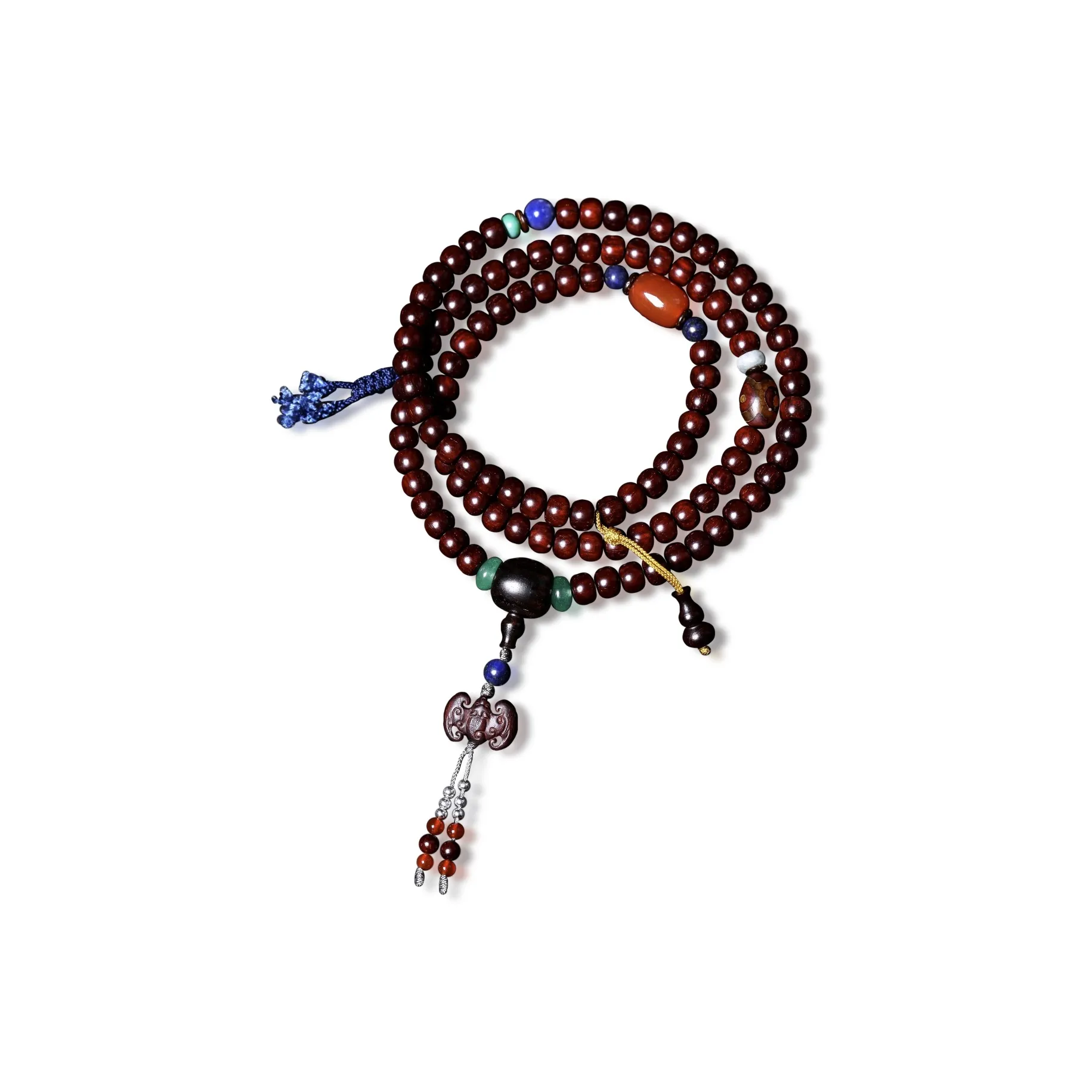 FANGYUANXIAOFU Small Leaf Red Sandalwood Beaded Bracelet, New Chinese Style Plate Playing Rosary Handheld Item Unisex