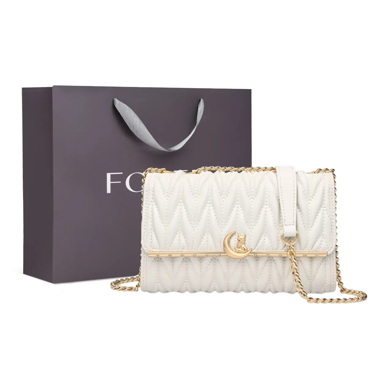 FOXER Сумка через плечо из коровьей кожи плечевая сумка маленькая женская жемчужно-белая