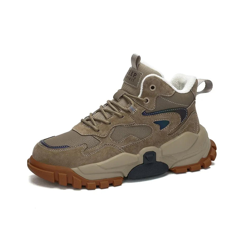 JEEP SPIRIT Тонкий флис Утепленная обувь Зимний Мужская обувь Флис с подкладкой MID Топ Короткий Сноубутсы Мужской Песчаник