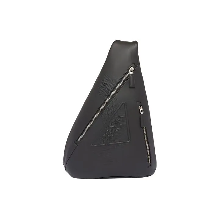 PRADA Cross Leather Crossbody Bag, Shoulder Bag Men's Black