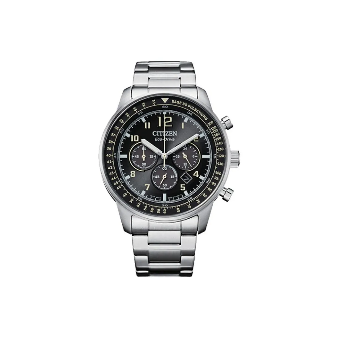 CITIZEN Ecology Drive Collection Светильник Кварцевый механизм Нержавеющая сталь Ремешок Часы Мужские Черный циферблат