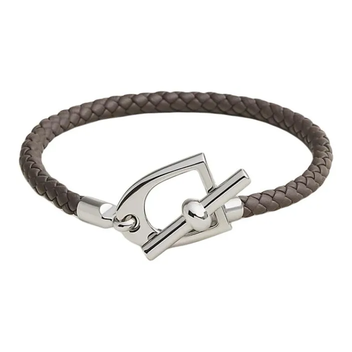 HERMES Calfskin Bracelets Men's Tin Gray