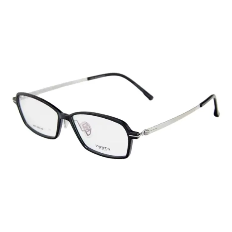 PORTS Пластина And Металл Прямоугольный Оправы для очков Женские Черный