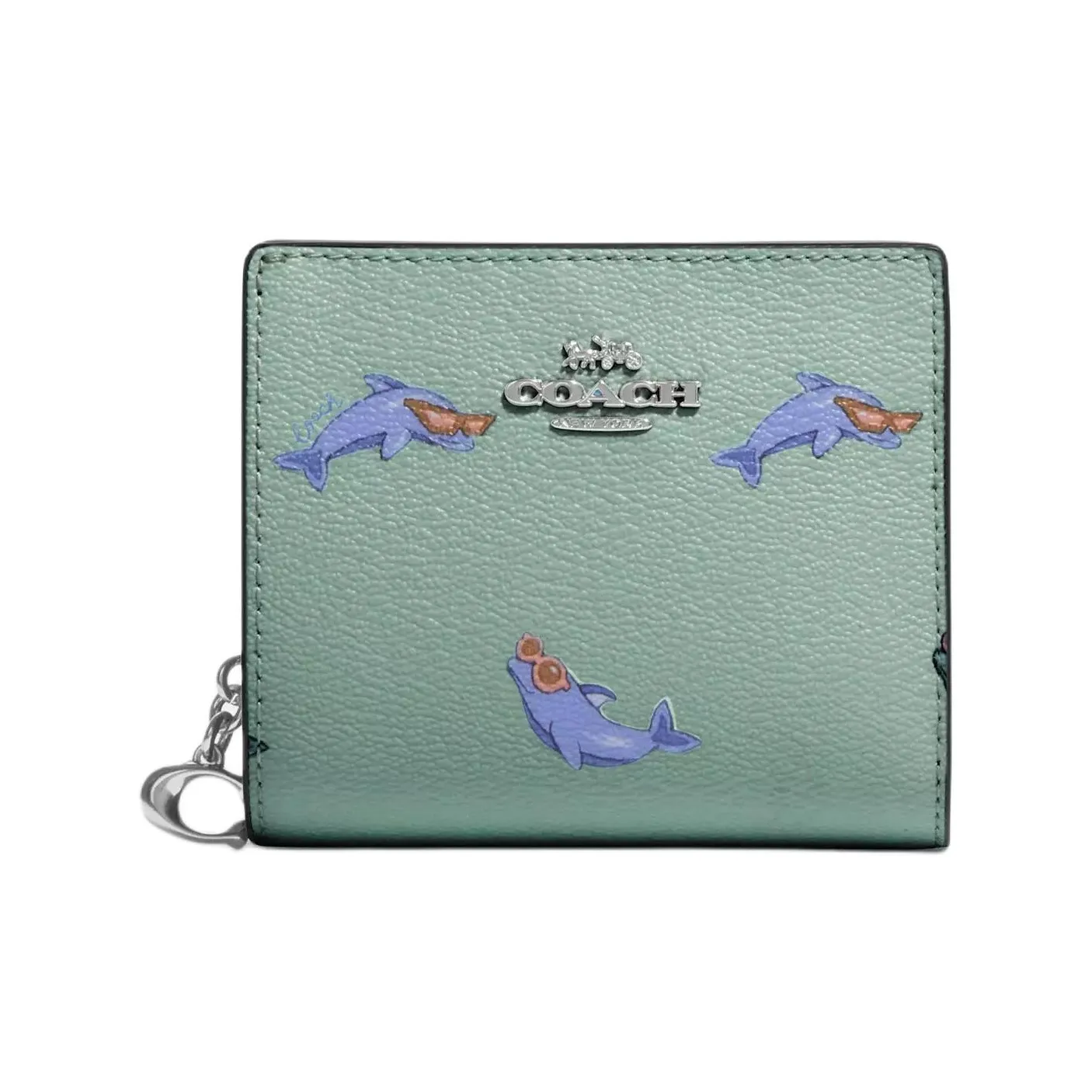 COACH Snap Wallet Кожа Монетница Кошелек Маленький Женский Зеленый