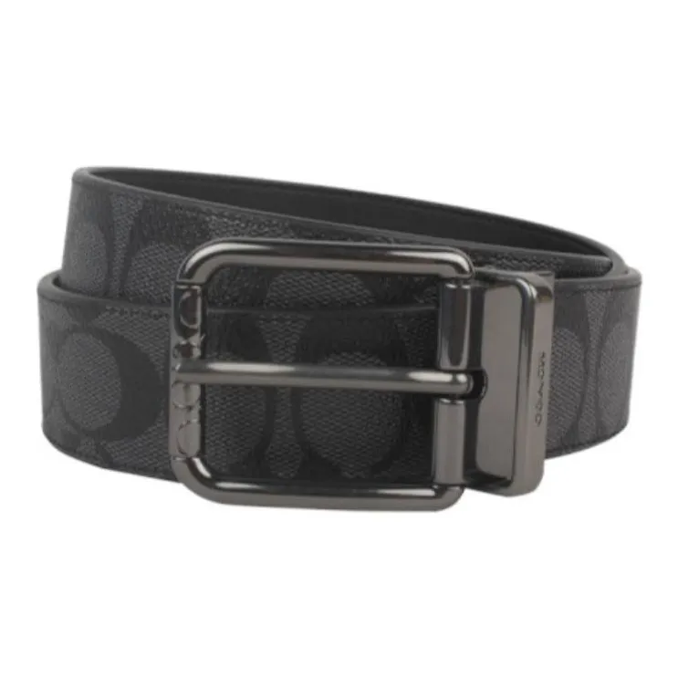 COACH Телячья кожа Кожаные ремни Мужской Черный Ширина 3,8 см