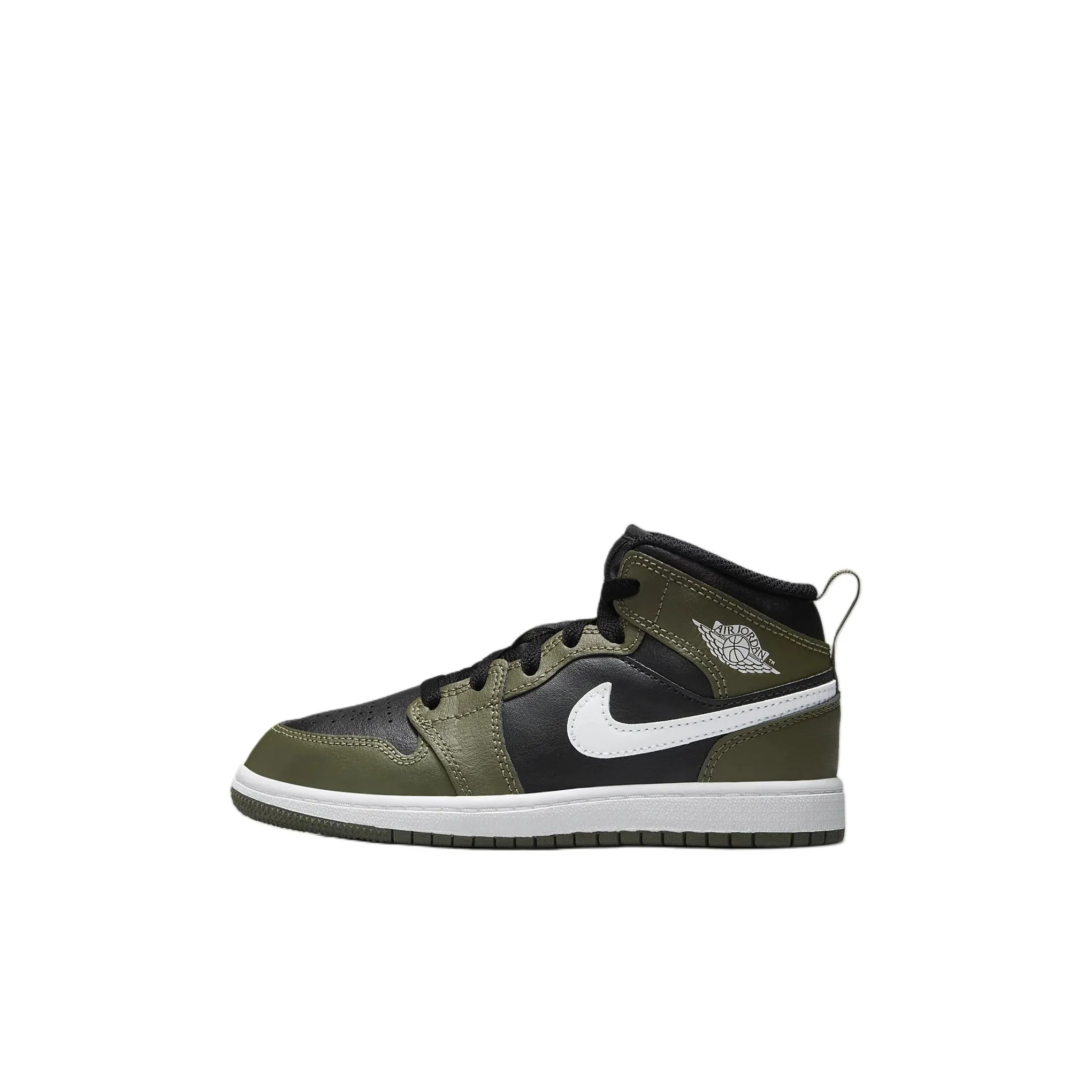 Jordan 1 Anti Slip Wear Resistant Mid Top Children's Basketball Shoes Olive Green Children Aged 3 7 Years Old