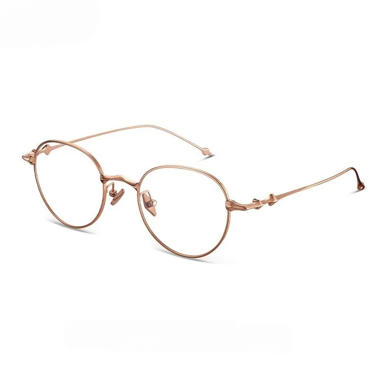 LOHO Титан Защита от синего света Анти-Утомляющие ZEISS Линзы Eyeglass Рамка Унисекс Розовое золото Металл Холодное серебро