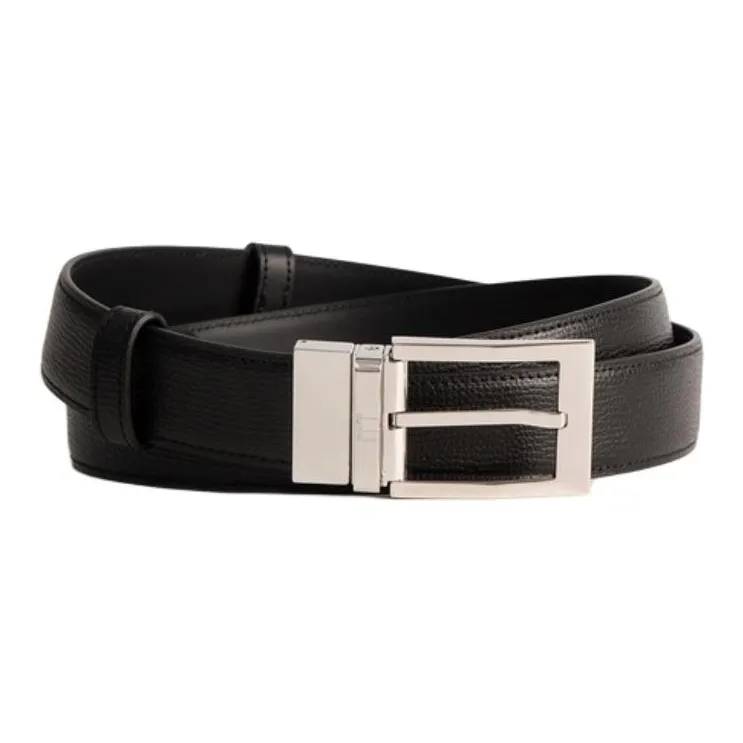 Dunhill Кожаные ремни из коровьей кожи разделенные мужские черные ширина 3,2 см