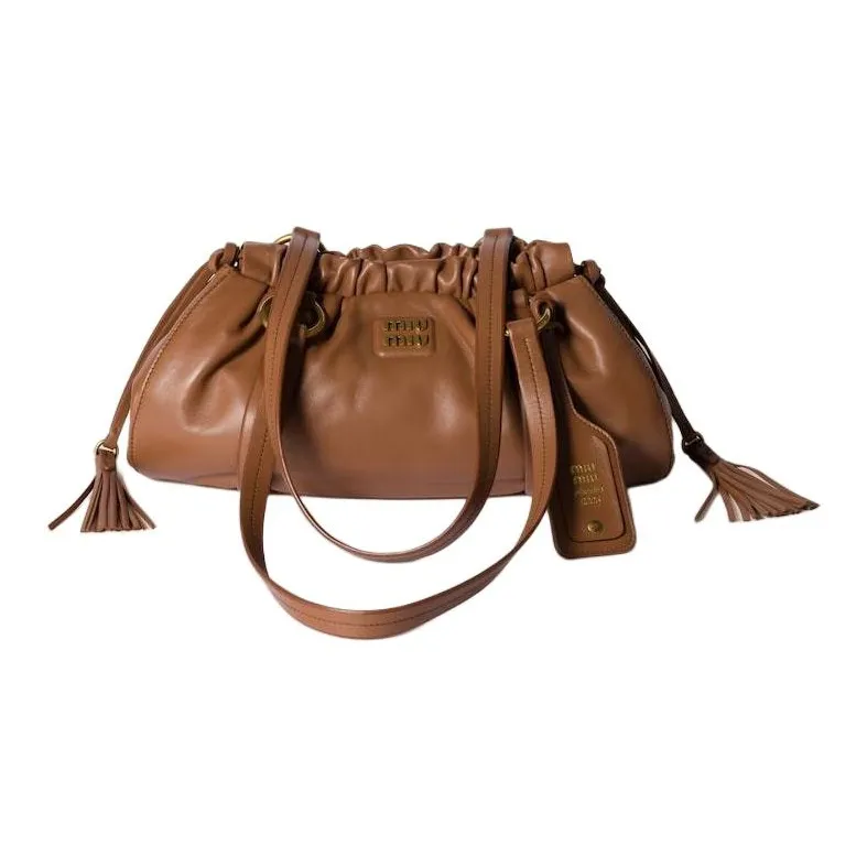 MIU MIU Nappa Leather Handbag, Shoulder Bag Regular Women's Cognac Brandy