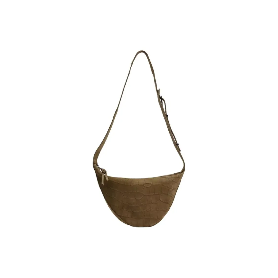 ZARA Cow Leather Shoulder Bag, Crossbody Bag Medium Size Women's Gray Brown