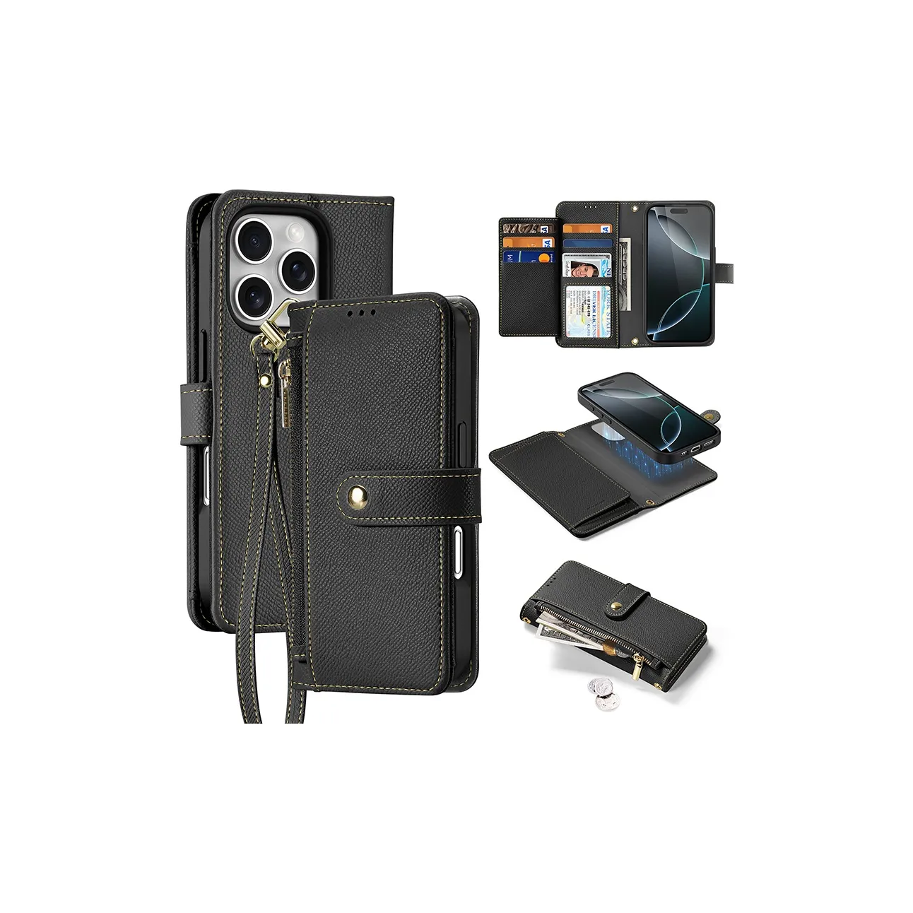 DUXDUCIS Cow Leather Phone Case Card Slot Magnetic Apple Crossbody Bag With Leather Case Applicable IPhone 16
