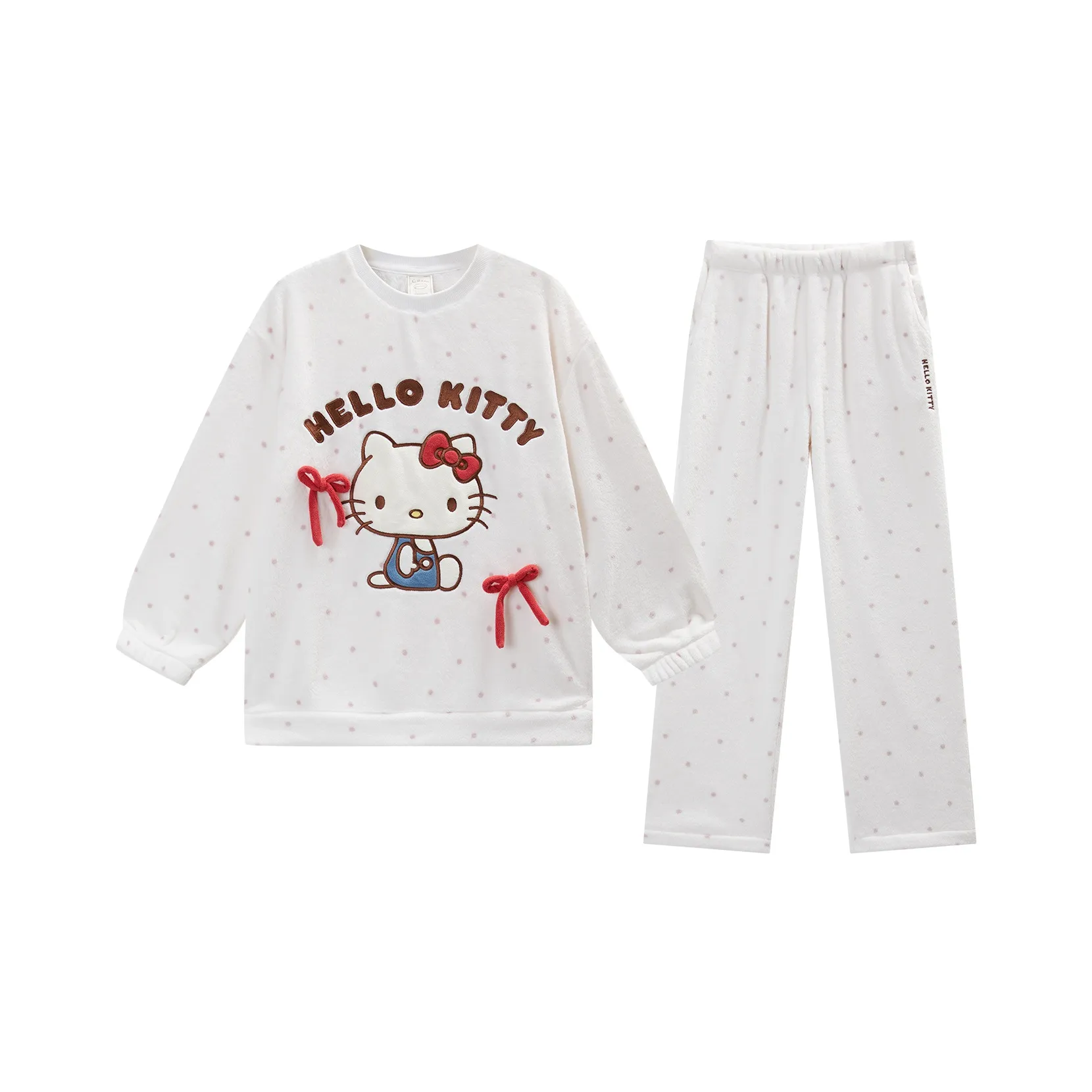 GUKOO x HelloKitty Пижамный комплект Женские Элегантный Белый